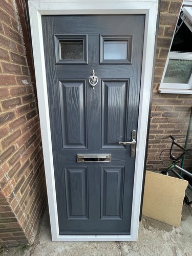 Pvc front door and - frame, grey