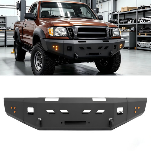 Black steel front bumper - steel,