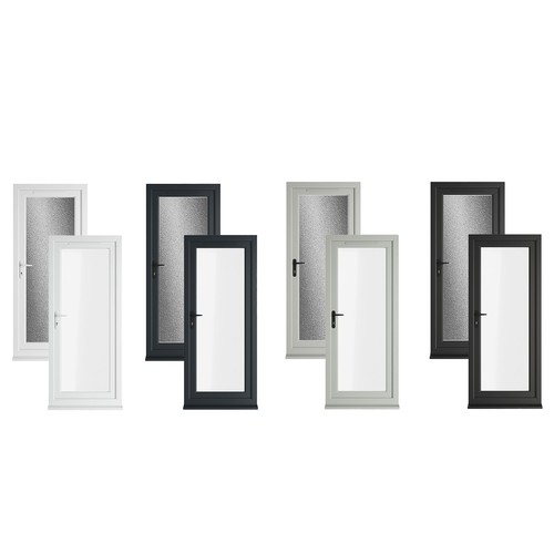 Pvc single door clear glass - glass, &